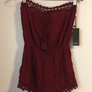 Forever 21 maroon shorts romper